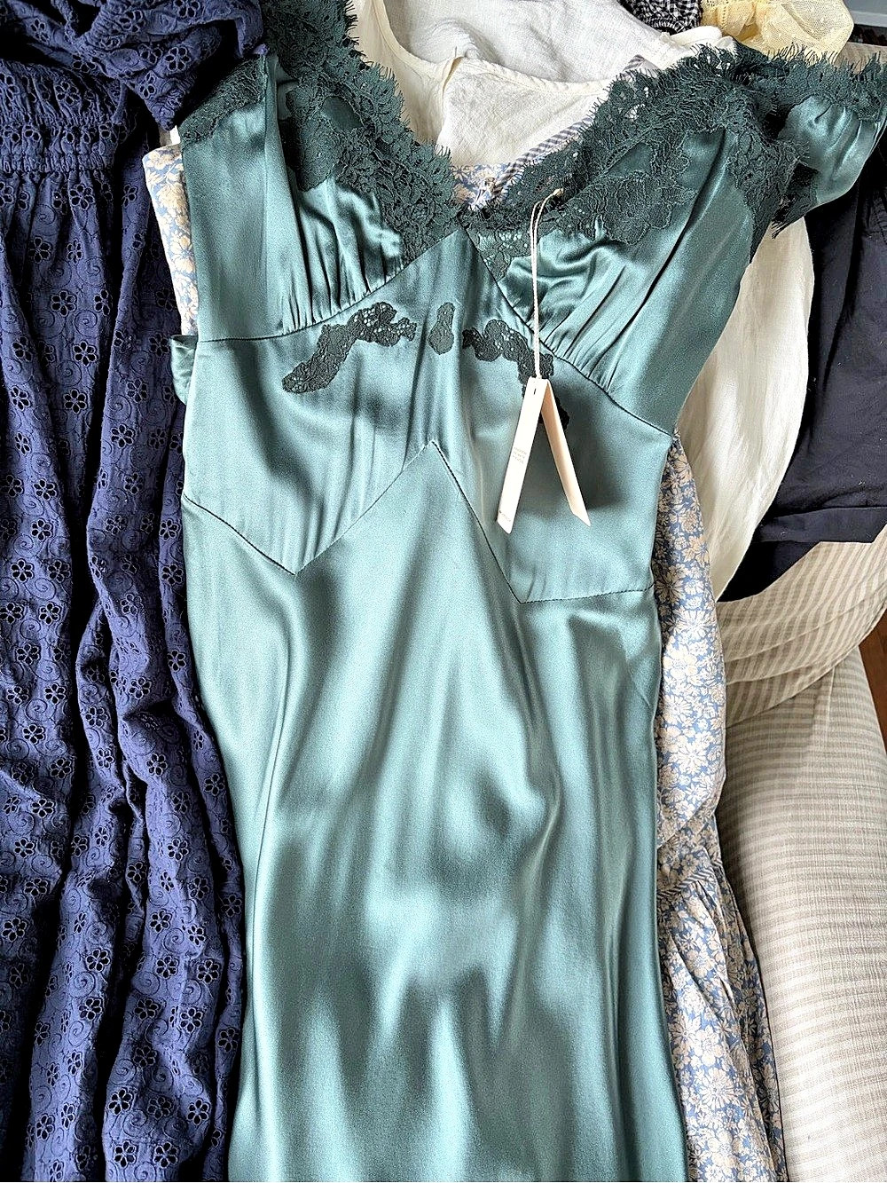 RARE Doen Fiona Dress Lace Trim Maxi Dress in Green Size XS - Picture 9 of 9